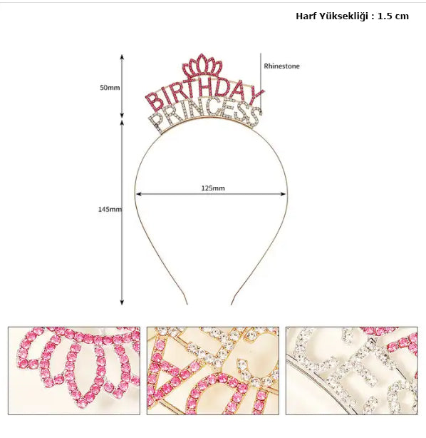 Pink Crystal Rhinestone Birthday Princess Tiara Party Crown