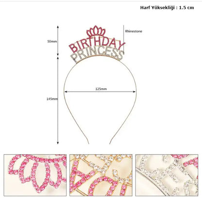 Pink Crystal Rhinestone Birthday Princess Tiara Party Crown