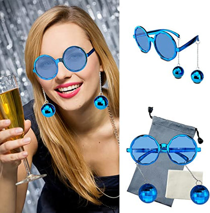 Blue Disco Ball Cube Party Glasses