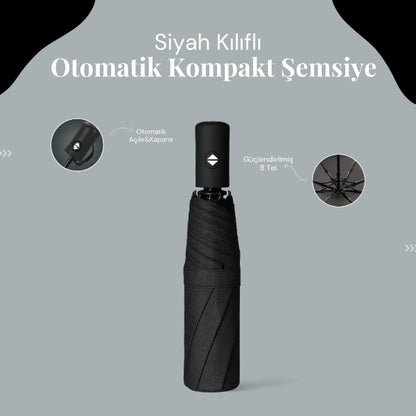 Automatic Compact Umbrella with Black Cover