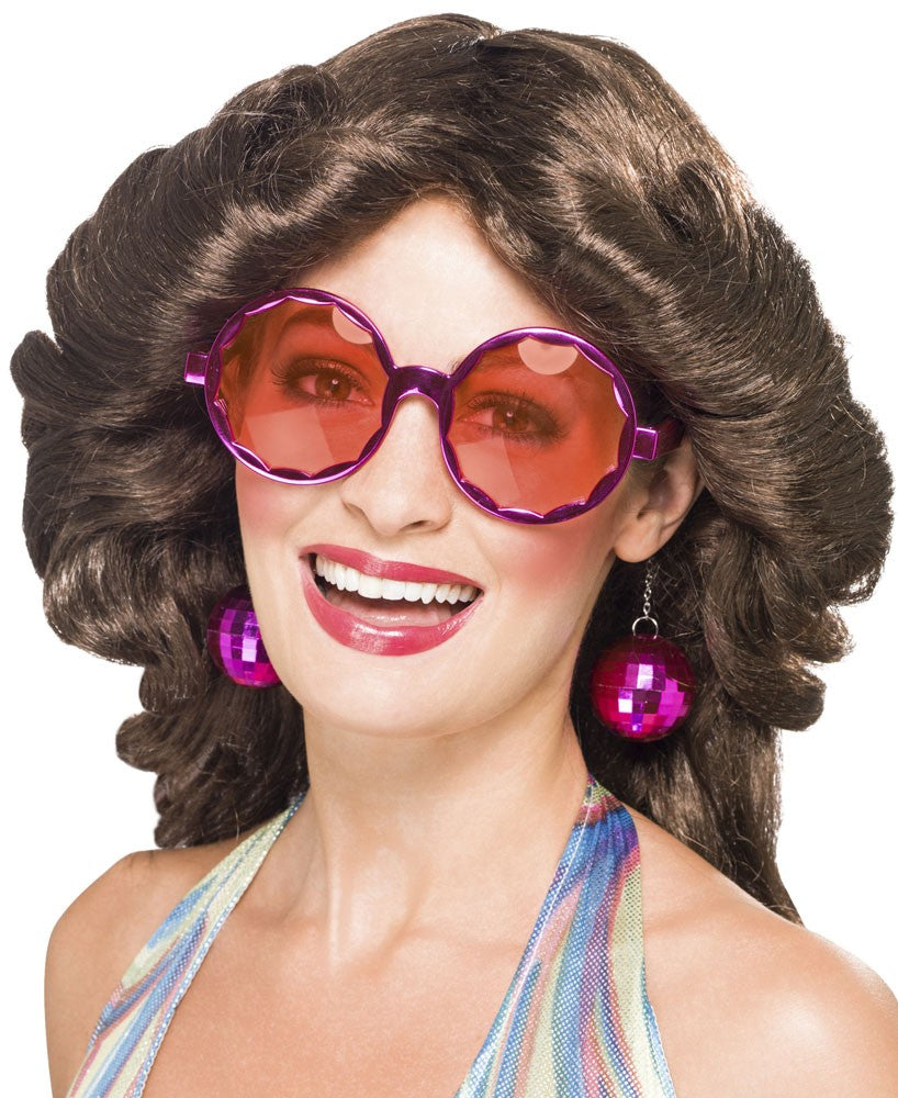 Disco Ball Earring Party Glasses Pink Color