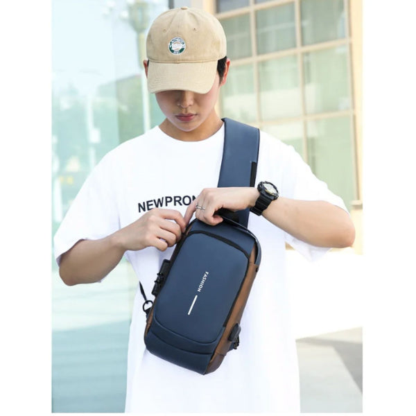 Men's Chest Bag with Power Bank Support