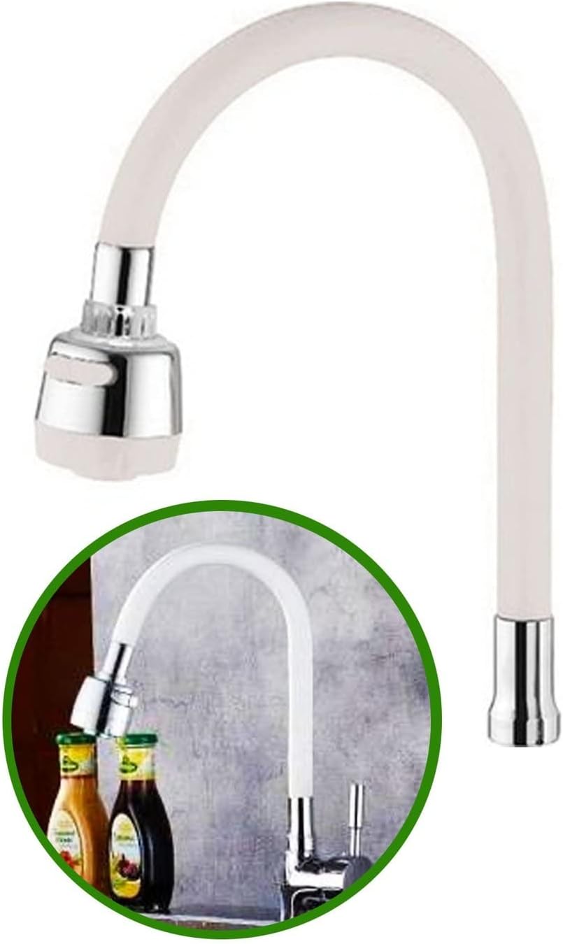 Colorful Silicone 2-Function Swivel Faucet Head - White (5347)