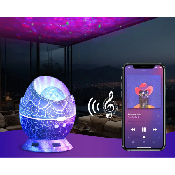 Cracked Dinosaur Egg Design Projector Night Light with Bluetooth Function