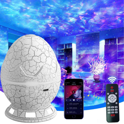 Cracked Dinosaur Egg Design Projector Night Light with Bluetooth Function