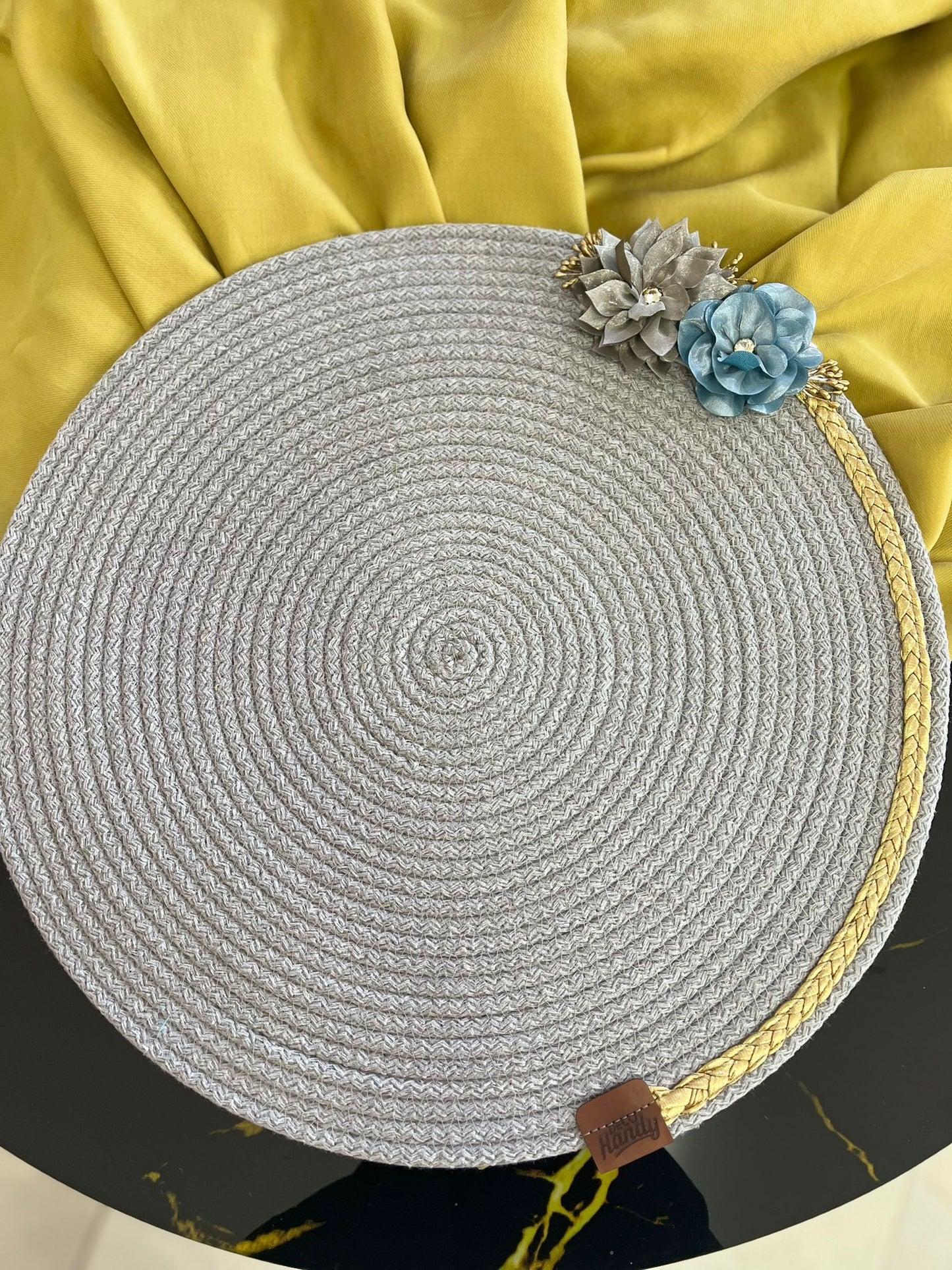 DecoHandy 39cm Floral Jute Knitted Placemat American Service