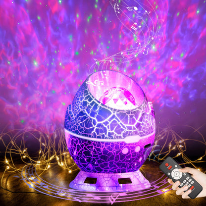 Cracked Dinosaur Egg Design Projector Night Light with Bluetooth Function