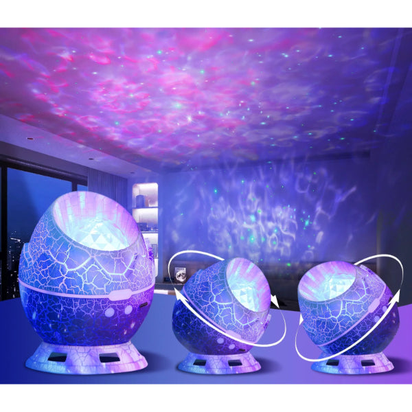 Cracked Dinosaur Egg Design Projector Night Light with Bluetooth Function