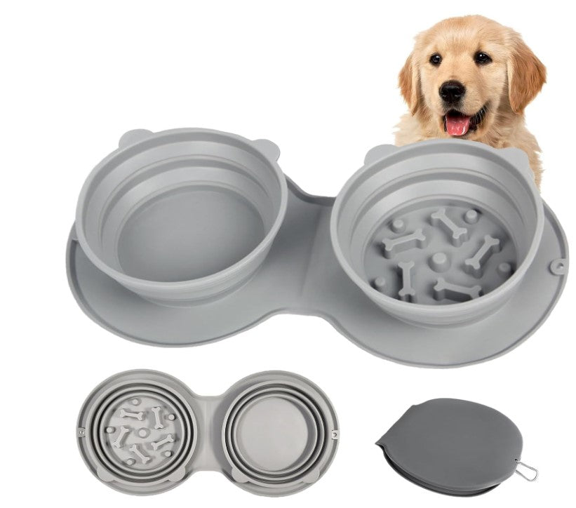Mikopet Foldable Double Food and Water Bowl