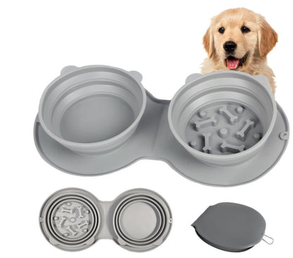 Mikopet Foldable Double Food and Water Bowl