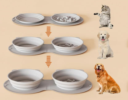 Mikopet Foldable Double Food and Water Bowl