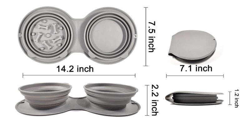 Mikopet Foldable Double Food and Water Bowl
