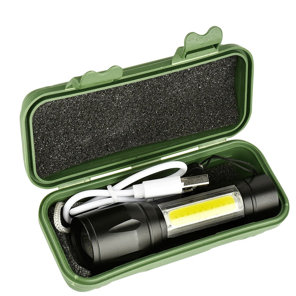 مصباح يدوي مقاوم للماء قابل لإعادة الشحن 2500 لومن + 5 واط COB LED USB ليثيوم قابل لإعادة الشحن فائق القوة Q5 XPE (5347)