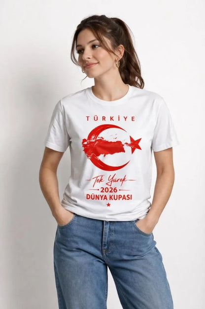 TÜRKİYE Ay Yıldız 2026 Dünya Kupasi Taraftar Forma T-Shirt - Beyaz