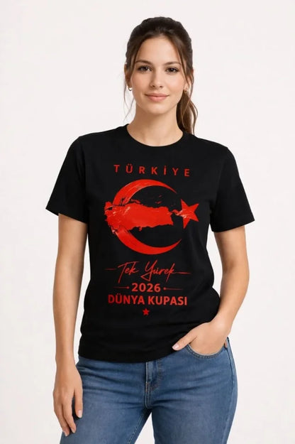 TÜRKİYE Ay Yıldız 2026 Dünya Kupasi Taraftar Forma T-Shirt - Siyah