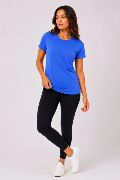 Basic Tişört Bisiklet Yaka Kısa Kol Günlük Yazlık Slim Fit T-Shirt - Mavi
