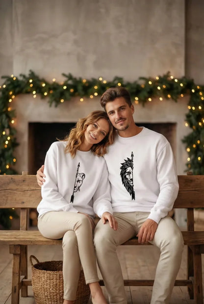 Sevgililer Günü Baskılı Oversize Bisiklet Yaka Sweatshirt - Beyaz