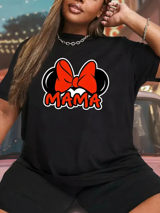 Anneler Günü Hediye Anne Temalı Baskılı Oversize Bisiklet Yaka T-shirt - Siyah