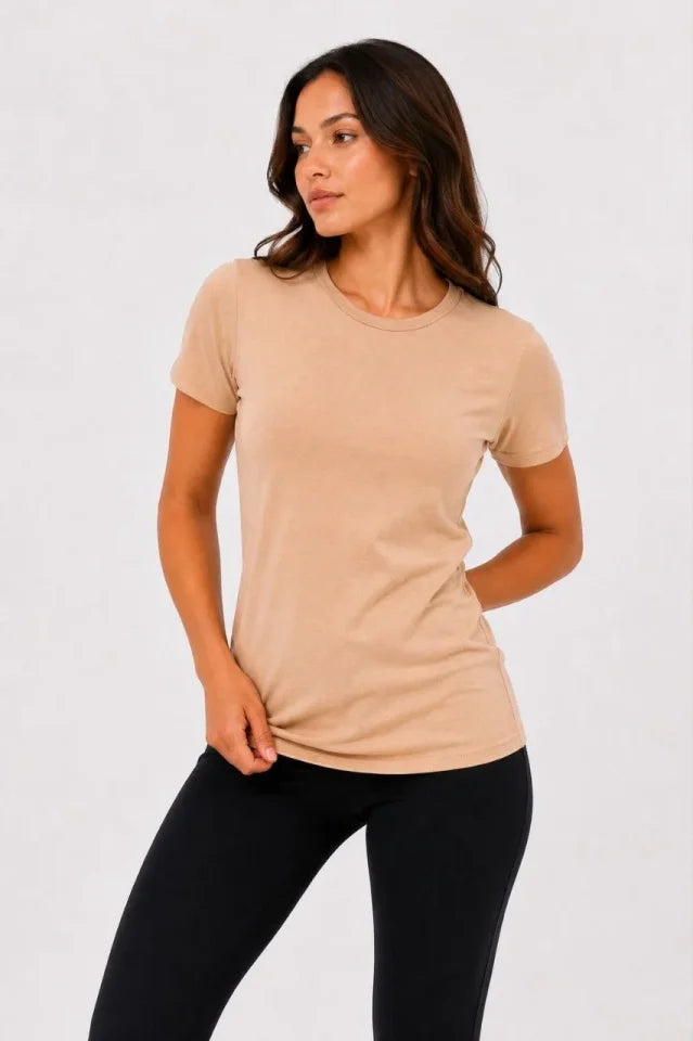 3 lü Kısa Kollu Bisiklet Yaka Basic Slim Fit T-Shirt -Petrol Mavisi  - Bej - Mavi