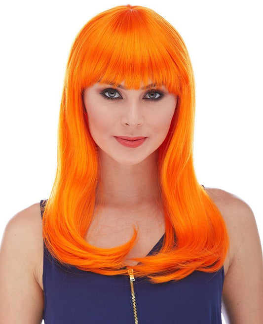 Orange Long Straight Party Wig