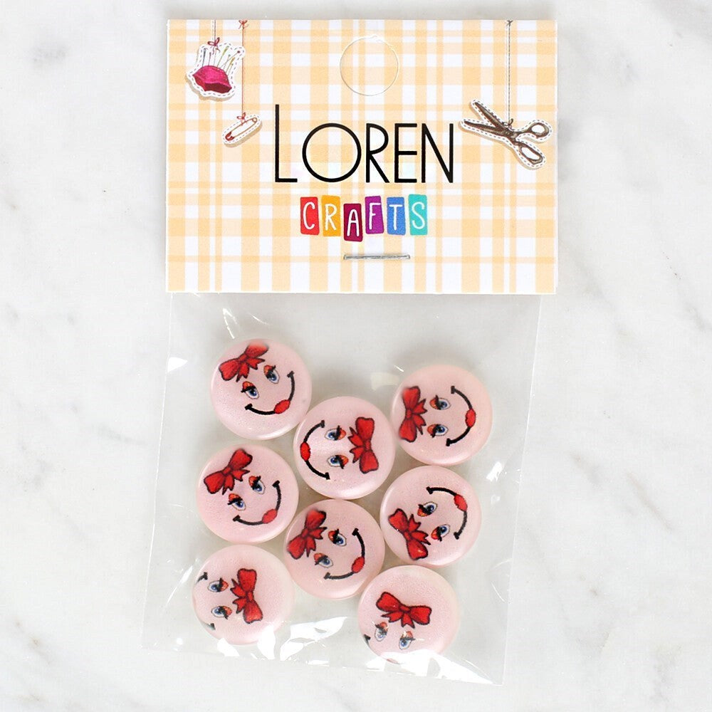 Loren Crafts 8-Piece Smiling Face Button - 1019
