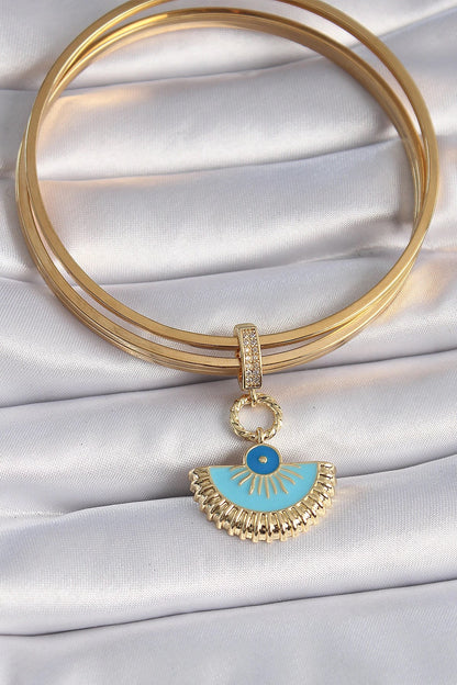 Mey İthalat® Pirinç Gold Renk Nazar Boncuklu Ajda Charm