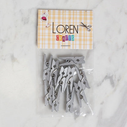 LOREN CRAFTS 10 مشابك صغيرة فضية اللون