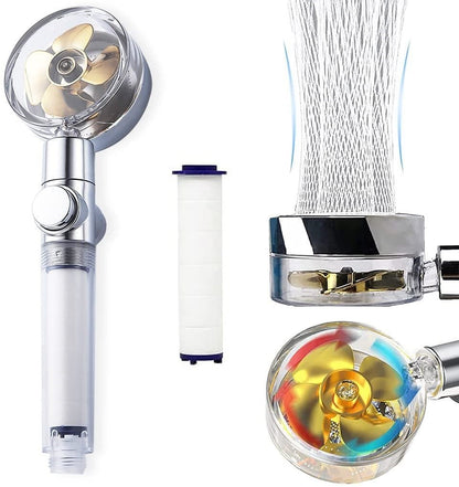 Starixa® Turbo Pervaneli ve Filtreli Su Tasarruflu 360 Derece Dönebilen Tazyikli Duş Başlığı
