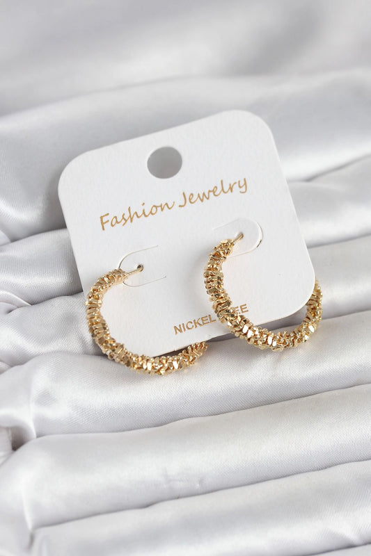 Mey İthalat® Gold Renk Pirinç Tırtık Model Kadın Küpe