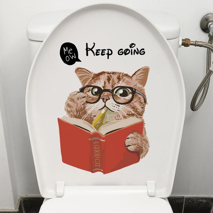 Decohandy Toilet Sticker Keep Going Cat