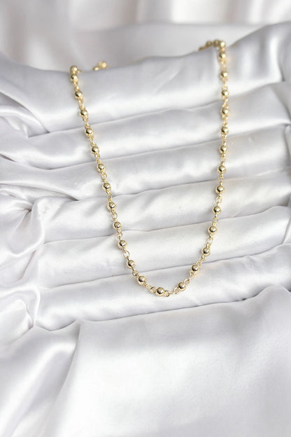 Mey İthalat® 14K Gold Renk Kaplama Topçuklu Zincir Model CM Kadın Kolye