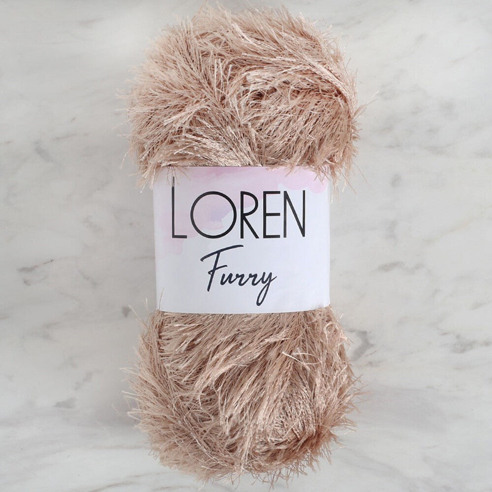 Loren Furry Beige Hand-Knitted Yarn - RF053 - 34060