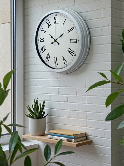 White Prime Roma Rakamlı 40 Cm Metal Duvar Saati