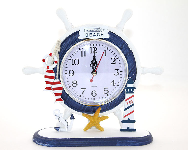 Wooden Marine Steering Wheel Clock Model 3