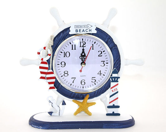 Wooden Marine Steering Wheel Clock Model 3