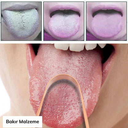 Starixa® Bakır Oil Pulling Yağ Çekme Dil Plak Temizleme Aleti Dil Fırçası Sıyırıcı Dil Kaşığı