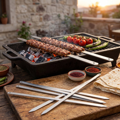 Geniş Yassı Metal Adana Kebap Şişi - 50 cm