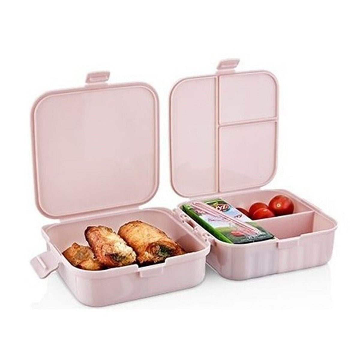Starixa® Kendiliğinden Kaşık Çatallı Beslenme Kutusu 4 Bölmeli Çocuk Beslenme Kabı Saklama Kutusu