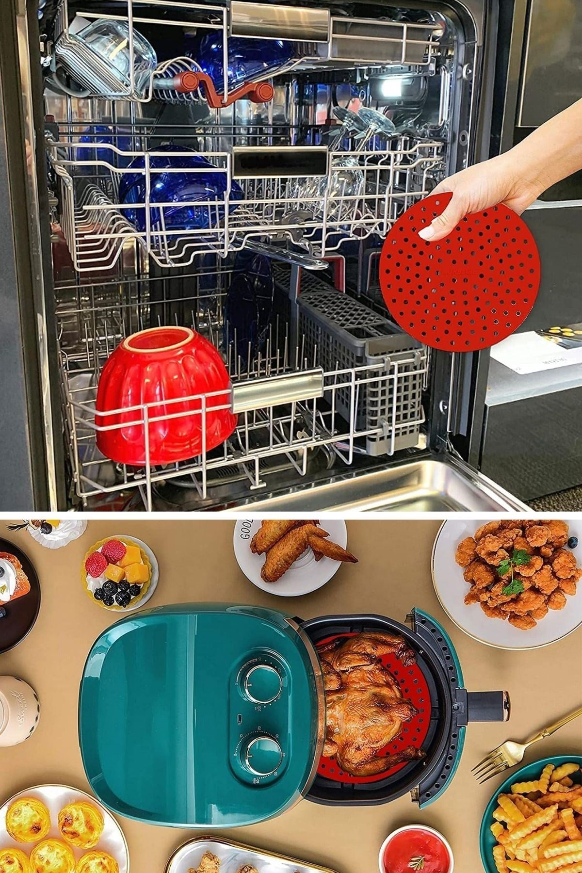 Starixa® Siyah Isıya Dayanıklı Yıkanılabilir Silikon Fırın Ve Airfryer Yuvarlak Model Pişirme Matı 23 Cm