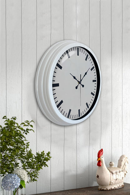 40 Cm Metal  Beyaz Modern Duvar Saati