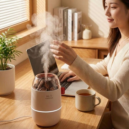 Ahşap Odun Ateşi Tasarımlı 280 Ml Ultrasonik Hava Nemlendirici & Aroma Difüzör - Soğuk Buhar Makinesi, Led Işıklı, Ortam Nemlendirici (5347)