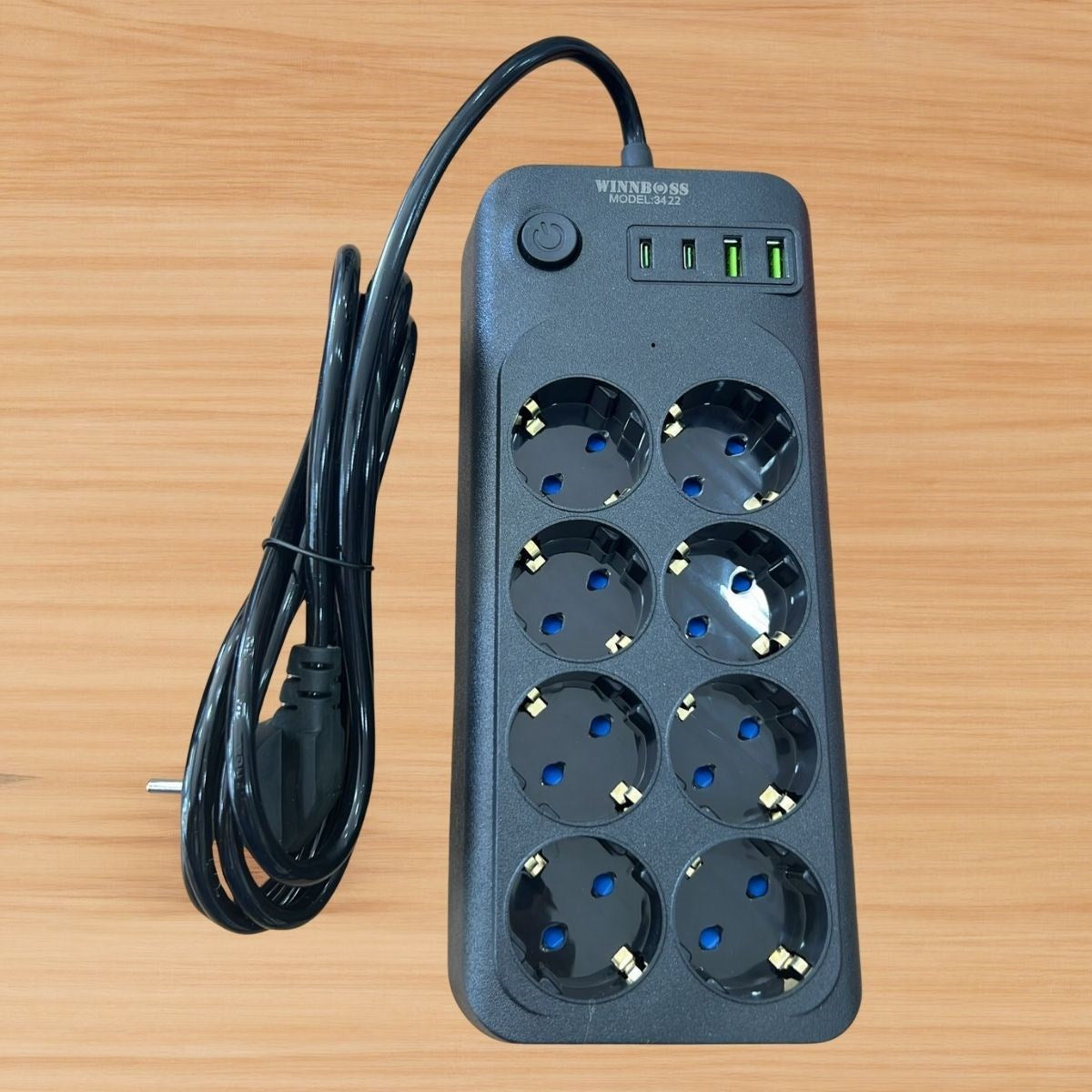 Akım Korumalı Termal Uzatma Kablosu - 8 Priz, 2 USB ve 2 Type-C Girişli, Güçlü Çoklu Priz (5347)