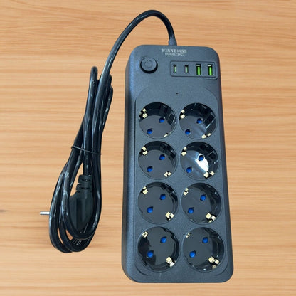 Akım Korumalı Termal Uzatma Kablosu - 8 Priz, 2 USB ve 2 Type-C Girişli, Güçlü Çoklu Priz (5347)