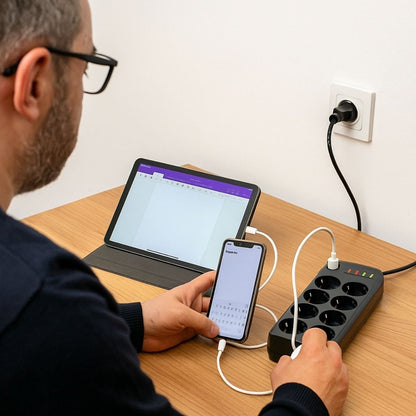 Akım Korumalı Termal Uzatma Kablosu - 8 Priz, 2 USB ve 2 Type-C Girişli, Güçlü Çoklu Priz (5347)