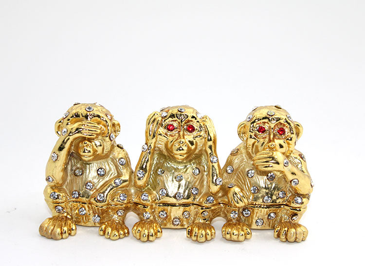 Swarovski Stone 3-Piece Monkey Set