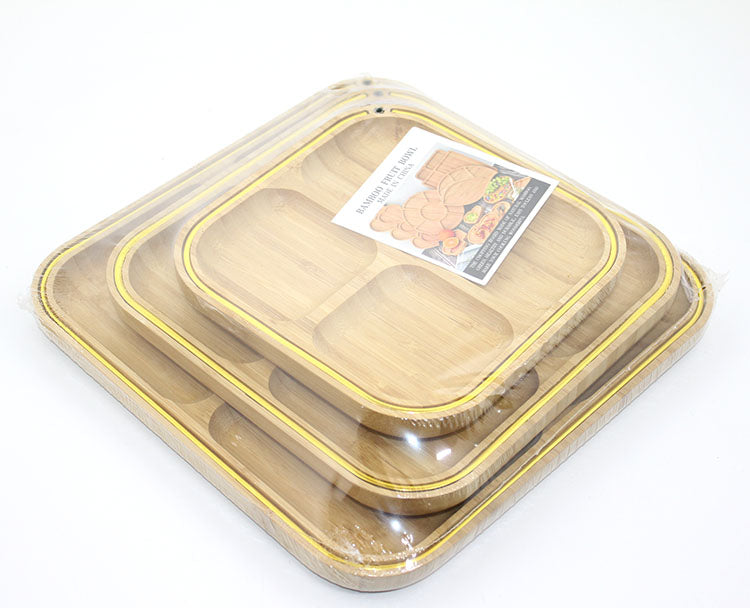 3-Piece Wooden Breakfast Snack and Fruit Serving Plate