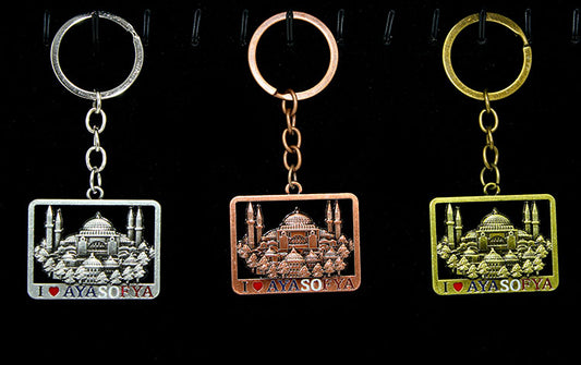 Metal Ayasofya Anahtarlık Kare Tasarım