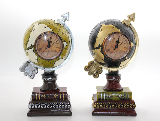 Polyester World Globe with Clock