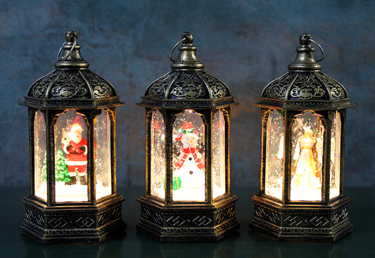 Christmas-Themed Light-Up Snow Globe Black Design