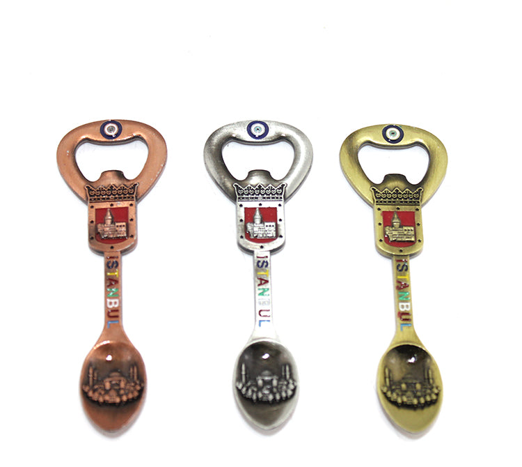 Istanbul Themed Metal Magnet and Bottle Opener Spoon Design